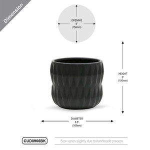 CUD8906BK - Large Unique Black <b>Ceramic</b> <b>Pot</b> - 6 - Product Image 3
