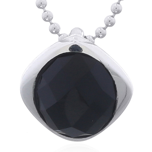 Pendentif carré intemporel en argent sterling avec accent en agate noire - Product Image 1
