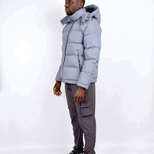 Veste matelassée personnalisée de haute qualité pour homme, en coton épais et chaud, avec col montant et capuche, élégante, vente en gros - Product Image 6