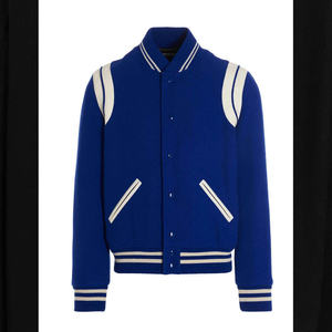 Logotipo personalizado de alta calidad Chenille bordado Patchwork Streetwear invierno Bomber Letterman hombres chaqueta de cuero Varsity para hombres - Product Image 3