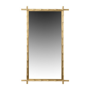 Espejo de pared rectangular de metal costero moderno, diseño de bambú con patrón Art Deco compacto, forma de madera personalizable para bodas - Product Image 1