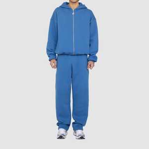 Ropa de calle chándal con cremallera para hombre, venta al por mayor de otoño, conjunto de chándal personalizado de gran tamaño de poliéster/algodón informal de peso pesado - Product Image 4