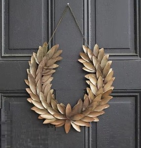 Guirnalda de hojas de Metal dorado clásico diseño ordinal hecho a mano para decoración elegante estante de acento de entrada estilo evento centro de mesa exhibición - Product Image 3