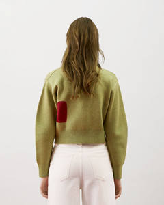 Women's Casual Regular Fit Breathable Anti-Pilling <b>Acrylic</b> Long-Sleeved Sweater with Woven <b>Fabric</b> by Routine Vietnam - Product Image 2