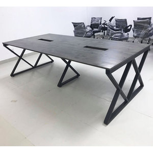 Table de conférence moderne de luxe industrielle 240x120cm en bois de caoutchouc avec pieds en fer Système XConcept HBXC013 - Product Image 6