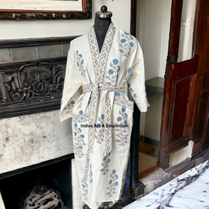 Vente en gros kimono en coton gaufré imprimé à la main - Product Image 6