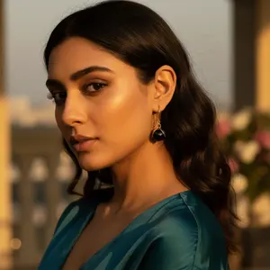 Pendientes de Bola de Ónice Negro Plateado con Diamante, Rubí y Perla - Joyería Moderna para Uso Diario, Bodas, Compromisos y Fiestas - Product Image 1