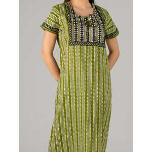 Chemise de nuit longue Evolve pour femme 100 % coton imprimé, super confortable et douce, style décontracté, taille élastique, manches mi-longues - Product Image 1