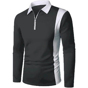 Nouveaux T-shirts à manches longues à la mode pour hommes OEM vente en gros de style populaire de haute qualité pour hommes Spandex Polyester Fashion Polo pour hommes - Product Image 3