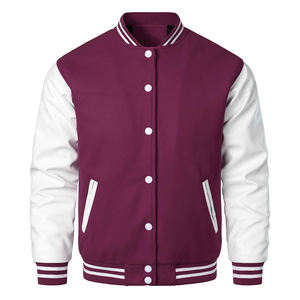 Service personnalisé Vestes d'université Respirant Col Ras du cou Impression de logo personnalisé Manches complètes Veste de baseball universitaire pour hommes - Product Image 1