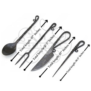 Juego de Cubiertos Medievales de 3 Piezas, Juego de Cubiertos Vikingos Forjados y Trenzados, Diseño Personalizado de Última Generación - Product Image 5