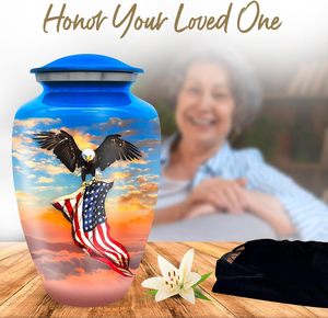 Urnas de águila azul para cenizas humanas-Azul con águila-Honra a tu ser querido con urnas de bandera americana para urna de águila americana - Product Image 6