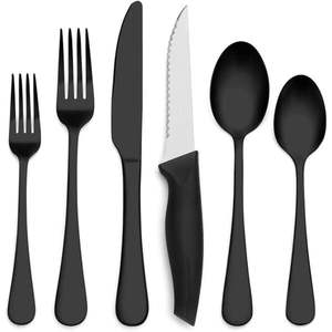 Juego de cubiertos de acero inoxidable de alta calidad de 4 piezas con asas pulidas chapadas en oro ecológicas - Product Image 3