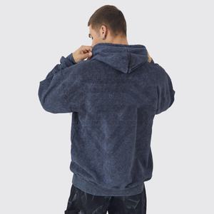 Pull-over à capuche délavé à l'acide en polaire française personnalisée de haute qualité Streetwear surdimensionné vintage Sweat-shirt d'hiver de conception OEM pour hommes - Product Image 4