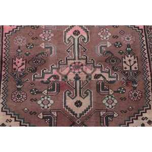 Vintage 4.3x4.6 ft Rug, Accent Turkish Rug, <b>Brown</b> Pink Patchwork <b>Wool</b> Rug - Product Image 5