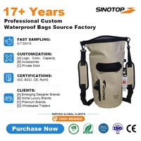 Sac à dos étanche Roll Top 20L pour usage extérieur, grand sac de rangement pour kayak, plage, pêche