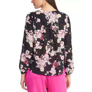 Blusa Asimétrica con Volantes Layla de Rachel Roy para Mujer, Talla Extra Grande, en Chifón y Tejido Sólido, Estilo Casual con Cuello Alto para Verano - Product Image 2