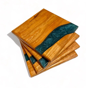Sous-verre en résine époxy et bois 4-Résine époxy différente et sous-verre à thé en bois naturel de l'Inde - Product Image 6