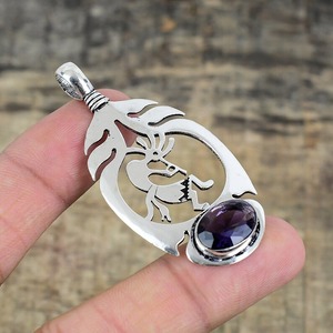 Boho Style 925 argent Sterling améthyste pierres précieuses pendentif bijoux à la main en argent pendentif bijoux pour femmes cadeau de mariage pour elle - Product Image 2