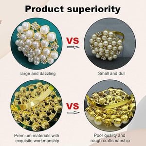 Élégant rond de serviette en forme de perle mariage noël et occasions spéciales bois et papier matériel élément décoratif de table - Product Image 5