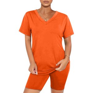 2022 nouveautés été femmes t-shirt ensemble court 2 pièces motard ensemble court haut court T-shirts et Shorts deux pièces ensemble - Product Image 1