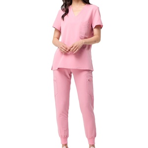 Casual Unisex Medical <b>Scrubs</b> Set Hospital Nurse Dental Salon Uniform Stretch Work <b>Clothes</b> Custom Logo OEM <b>Scrub</b> Suit - Product Image 1
