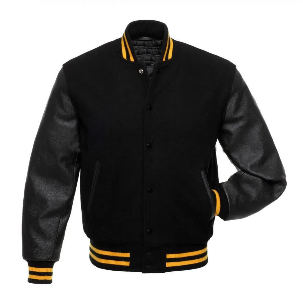 High Quality Leather Sleeve Varsity Baseball Jacket Letterman Varsity Bomber Men's Varsity Jacket