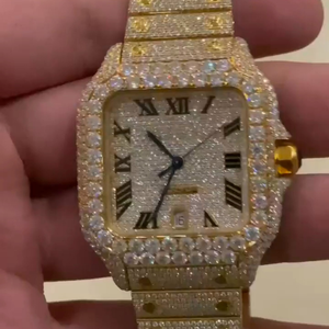 Montre de luxe unisexe de haute qualité avec diamants VVS et moissanite, bracelet en acier inoxydable de 20 mm, mouvement Miyota, cadran carré - Product Image 6