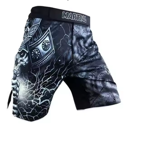 Pantalones cortos de boxeo con estampado de sublimación personalizado para hombre, pantalones cortos de combate para gimnasio, pantalones cortos de compresión MMA, pantalones cortos elásticos OEM, Diseña tus propios - Product Image 1