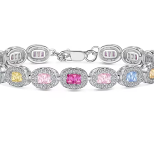 Bracelet tennis quotidien exquis et orné, coupe émeraude, en argent sterling 925, bracelet de luxe avec diamants - Product Image 1