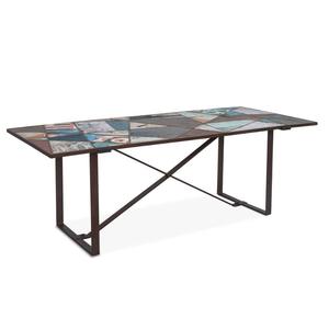 Handmade Solid <b>Wood</b> and Iron <b>Dining</b> <b>Table</b> with Reclaimed Color Natural Metal Finish-<b>Industrial</b> Style Wholesale - Product Image 1