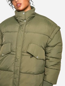 Chaqueta Acolchada con Capucha Transpirable, Rellena de Algodón, Tejida a Medida, de Alta Calidad, con Cuello Desmontable y Logotipo Personalizado - Product Image 4