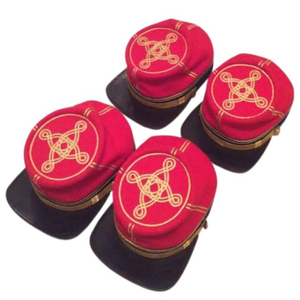 <b>Red</b> <b>Wool</b> Office Kepi Hat Civil W ar Style Cap Embroidered Rank Insignia Leather Chinstrap Historical Costume - Product Image 1