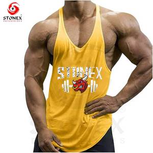 Débardeur d'été décontracté en coton côtelé à séchage rapide pour hommes avec manches singulet Logo imprimé personnalisé - Product Image 3