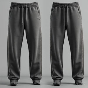 กางเกงวอร์มขายาวสำหรับทั้งชายและหญิงผ้าคอตตอนซักด้วยกรดสีซีดจาง - Product Image 5