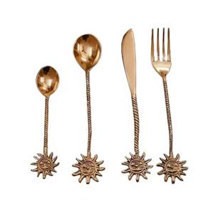 Ensemble de 4 couverts en laiton à utilisation longue durée avec poignée de coulée nouvelle coutellerie en métal pour hôtel nouvelle cuillère et fourchette à couverts en métal - Product Image 3