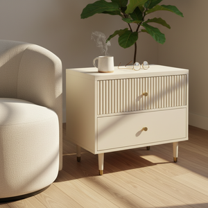 Armoire de chambre à coucher moderne du Vietnam et table de chevet de salon avec 2 tiroirs, garantie d'un an, bois de caoutchouc écologique, placage MDF - Product Image 3