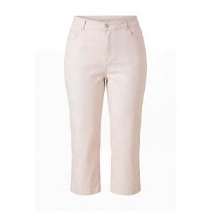 Pantalon capri en coton grande taille avec détail poche, écru - Product Image 3