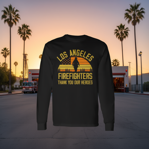 T-shirt à manches longues de qualité supérieure pour pompiers de Los Angeles, avec inscription « Nos héros, merci», fabriqué à la main à LA - Product Image 3