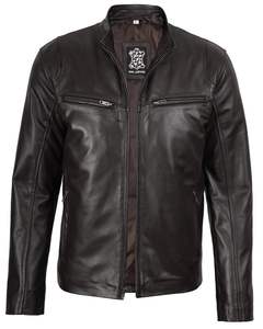 Blouson de motard unisexe Legacy noir en cuir haute performance, coupe ajustée, manteau de moto robuste, col montant, logo frontal - Product Image 6