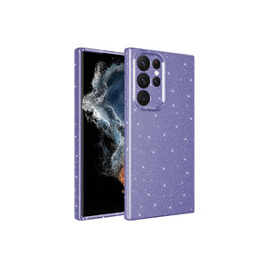 Coque arrière Netzy Luxury Glitter XR anti-traces de doigts, placage violet, en coton, avec protection caméra pour Samsung Galaxy S22 Ultra - Product Image 1