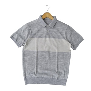 Polo en coton et polyester mélangé 220 GSM de qualité supérieure, gris chiné beige, design à empiècements, logo personnalisé, polos pour hommes - Product Image 1