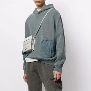Oem Capuche Vintage Blue Street Wear Personalizado Lavado con ácido Bolsillos de carga de gran tamaño Sudaderas con capucha de tejido inverso desgastado Envío DDP - Product Image 5