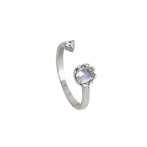 Bague ouverte en argent 925 avec zircone cubique, bijoux tendance pour femmes, plaqué or rose, or rhodié, serti - Product Image 2