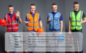 Prix de gros Gilet de sécurité réfléchissant Séchage rapide Polyester respirant Construction Fermeture à glissière Hi Vis Vêtements de sécurité ANSI - Product Image 5