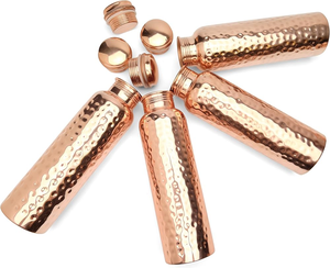 Premium Copper <b>Water</b> <b>Bottle</b> Ayurvedic for Flask Lid Handmade Hammered Design <b>500ml</b> Eco-Friendly Office Cup Thermal - Product Image 3