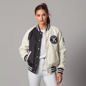 Veste de style universitaire vintage : Nouveau style, corps en laine, manches en cuir, logo personnalisé, boutons-pression, prix de gros, matelassage épais et chaud - Product Image 1