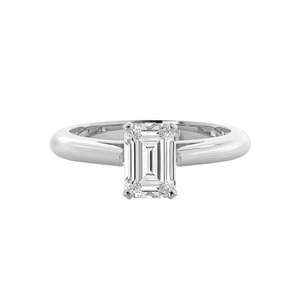 Anillo de compromiso de diamante cultivado en laboratorio certificado de calidad premium, corte esmeralda, para uso diario, regalo, oro macizo de 14K, engaste de púas G-VS2 - Product Image 1