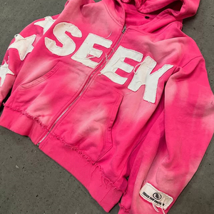 เสื้อฮู้ดดี้ผู้ชายผ้าฝ้าย 100% สไตล์วินเทจ ลวดลายสกรีนทั้งตัว ลุคสตรีท แต่งยับๆ แบบดิสเทรส ตัดเย็บแบบดิบ ล้างสีแบบแอซิดวอช สำหรับฤดูหนาว พร้อมโลโก้สั่งทำ - Product Image 3