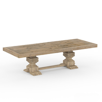 Ensemble de salle à manger moderne 9 pièces en teck recyclé style ferme rustique avec chaises à dossier haut rembourrées – Mobilier écologique pour la maison